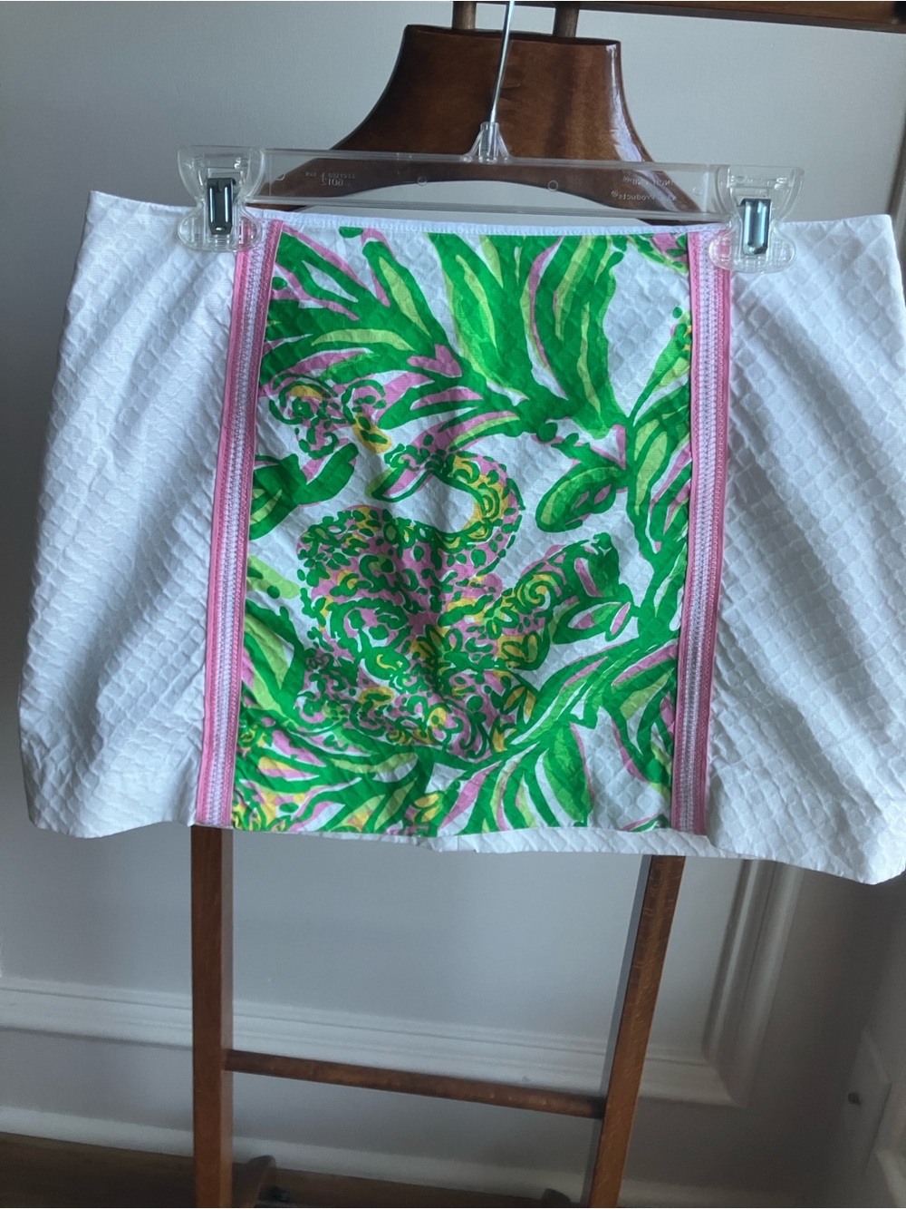 Lilly Pulitzer White Tropical Leopard Panel Mini Skirt Size 8